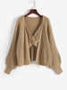 Ensemble de Cardigan Maille Ouvert en Tricot et Haut à Bretelle Tordu S Café