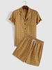 Ensemble de Chemise à Carreaux Imprimé à Manches Courtes et de Short à Cordon Xl Brun feuille morte