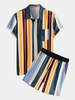 Ensemble de Chemise à Imprimé Rayure Colorée et de Short Deux Pièces Xl Multi s