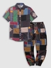 Ensemble de Chemise à Imprimé Tribal Fleuri Graphique et de Pantalon de Jogging Taille unique Multi a
