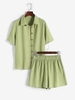 Ensemble de Chemise Boutonnée à Manches Courtes et de Short Xl Vert clair