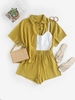 Ensemble de Chemise Boutonnée avec Poche en Avant et de Short M Deep yellow