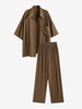 Ensemble de Chemise Boutonnée Bras et de Pantalon S Café