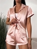 Ensemble de Chemise Boutonnée en Satin et de Short M Rose clair