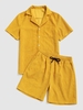 Ensemble de Chemise Boutonnée en Velours Côtelé et de Short 2xl Jaune
