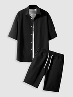 Ensemble de Chemise Boutonnée et de Short à Cordon L Noir