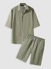 Ensemble de Chemise Boutonnée et de Short à Cordon Xl Vert noisette