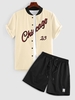 Ensemble de Chemise de Base-ball à Manches Courtes et de Short Taille unique Café lumière