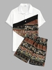 Ensemble de Chemise Florale et de Short à Cordon avec Poches Xl Blanc