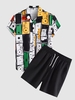 Ensemble de Chemise Géométrique Imprimée et de Short Deux Pièces Xl Multi s