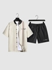 Ensemble de Chemise Rayée Los Angeles et de Short Deux Pièces L Kaki léger