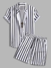 Ensemble de Chemise Rayure Verticale et de Short à Cordon Deux Pièces S Multi a