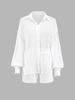 Ensemble de Chemise Respirante Boutonnée et de Short S Blanc