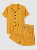 Ensemble de Chemise Texturée en Couleur Unie et de Short à Cordon L Deep yellow
