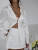 Ensemble de Chemisier à Un Bouton à Col Tailleur et de Mini Jupe S Blanc