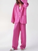 Ensemble de Chemisier Boutonné avec Poches à Col Revers et de Pantalon L Rose clair