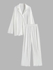 Ensemble de Chemisier Plissé Boutonné avec Pantalon L Blanc