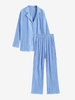 Ensemble de Chemisier Plissé Boutonné avec Pantalon L Bleu clair