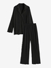 Ensemble de Chemisier Plissé Boutonné avec Pantalon L Noir