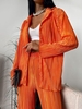 Ensemble de Chemisier Plissé Boutonné avec Pantalon M Tangerine