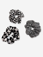Ensemble de Chouchou à Carreaux Imprimé en Blocs de Couleurs 3 Pièces