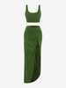 Ensemble de Débardeur avec Slip Tordu et de Jupe à Fente Haute L Vert