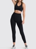 Ensemble de Débardeur de Sport de Yoga Tricoté sans Couture et de Legging L Noir