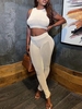 Ensemble de Débardeur Panneau en Maille Transparente et de Legging S Café lumière