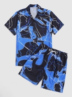 Ensemble de Deux Pièces avec Chemise et Short à Imprimé Eclair Xl Bleu marine