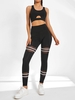 Ensemble de Deux Pièces Panneau Rayé Respirant en Maille Transparente Xl Noir