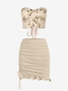 Ensemble de Haut Corset Fleur et de Mini Jupe Sirène Taille unique Café lumière