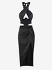 Ensemble de Haut Corset Sous-seins en Satin et Jupe de Soirée Fendue Torsadée Taille unique Noir