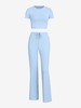 Ensemble de Haut Court Côtelé et de Pantalon à Cordon M Bleu clair