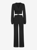 Ensemble de Haut Court Enveloppé Noué et de Pantalon L Noir