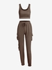 Ensemble de Haut Court et de Pantalon de Jogging Cargo à Cordon Pour Femme S Café profond