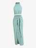 Ensemble de Haut Court Noué et de Jupe Mi-Longue M Bleu clair