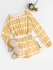 Ensemble de Haut Court Teinté Rayé et de Short L Jaune
