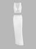 Ensemble de Haut Court Tordu et de Jupe Plissée M Blanc