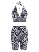 Ensemble de Haut et de Short Rayé Zèbre Anneau M Noir