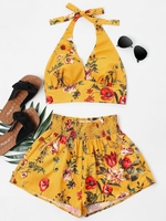 Ensemble De Haut et Short à Imprimé Licou M Jaune d