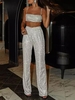 Ensemble de Haut Métallique et de Pantalon Droit L Argent