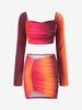 Ensemble de Haut Ombré à Volants et de Jupe M Rouge foncé