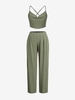 Ensemble de Haut Ouvert en Avant Croisé Au Dos et de Pantalon L Vert profond