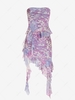 Ensemble de Haut Péplum Asymétrique Superposé Teinté en Maille Transparente et de Jupe S Pourpre