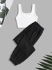 Ensemble de Haut Simple Côtelé et de Pantalon de Jogging S Noir