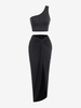 Ensemble de Jupe Asymétrique Tordue à Une Epaule M Noir