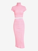 Ensemble de Jupe Crayon Ouvert en Tricot à Col Haut S Rose clair