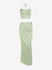 Ensemble de Jupe Moulante à Imprimé Fleurie Taille Nouée à Col Halter M Vert clair