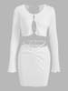 Ensemble de Jupe Ombré Capri Tricoté avec Bouton à Lacets S Blanc