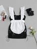 Ensemble de Lingerie Cosplay Bonne Basse à Volants à Lacets S Noir